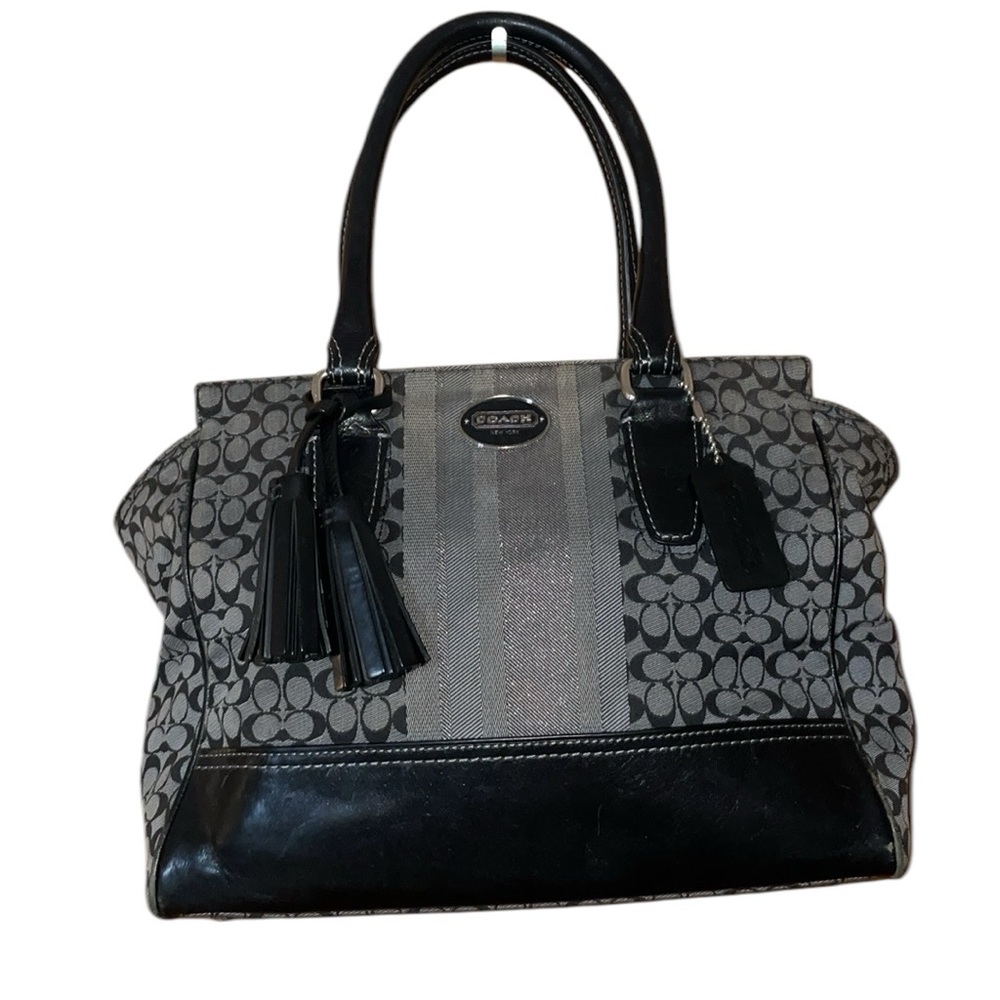 •COACH•GRAY & BLACK LEGACY CANDACE CARRYALL HANDBAG EUC - Picture 3 of 15